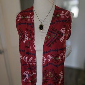 LulaRoe Boho Red and Blue Patterned Duster/Cover Up NWT Size Xsmall